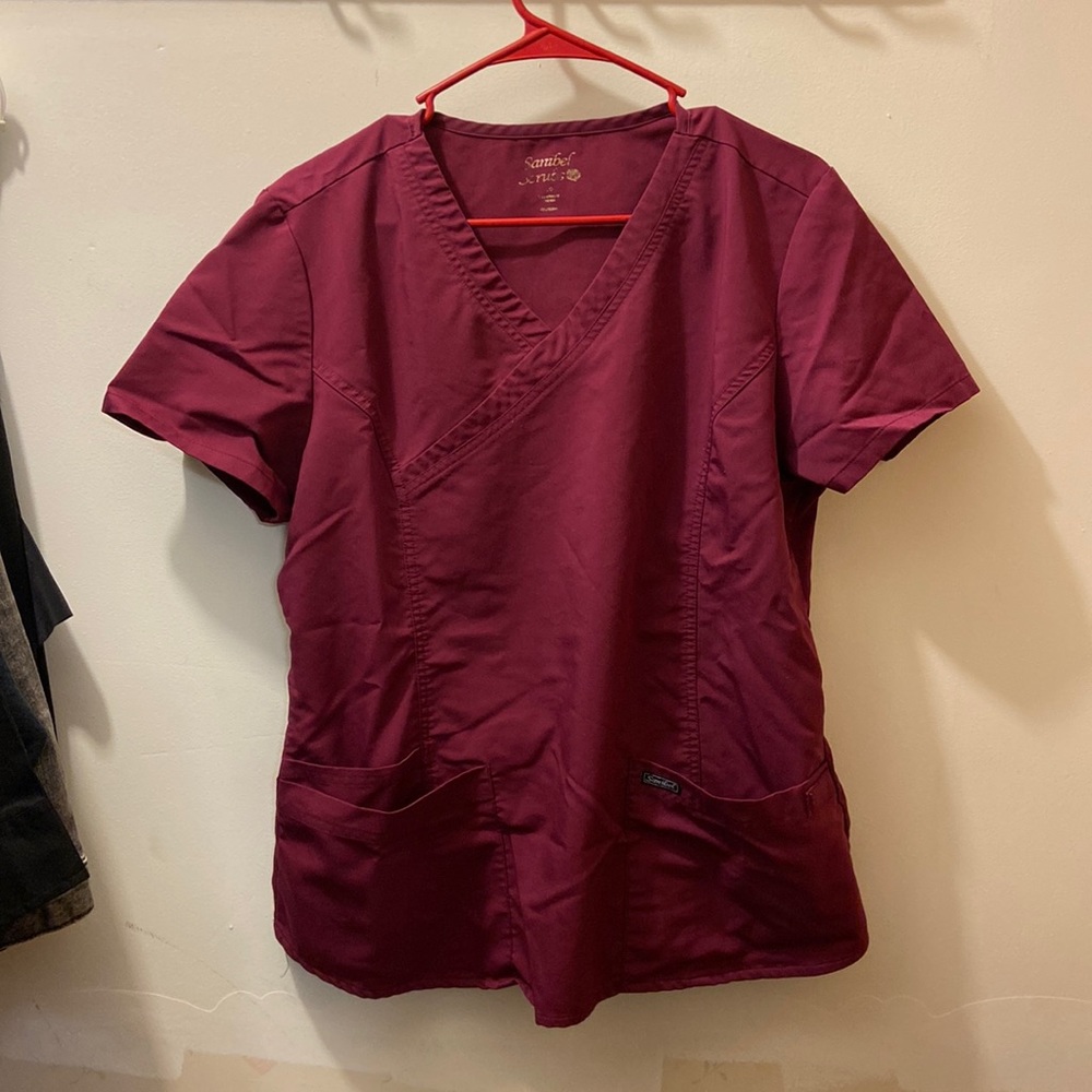Maroon large scrub shirt